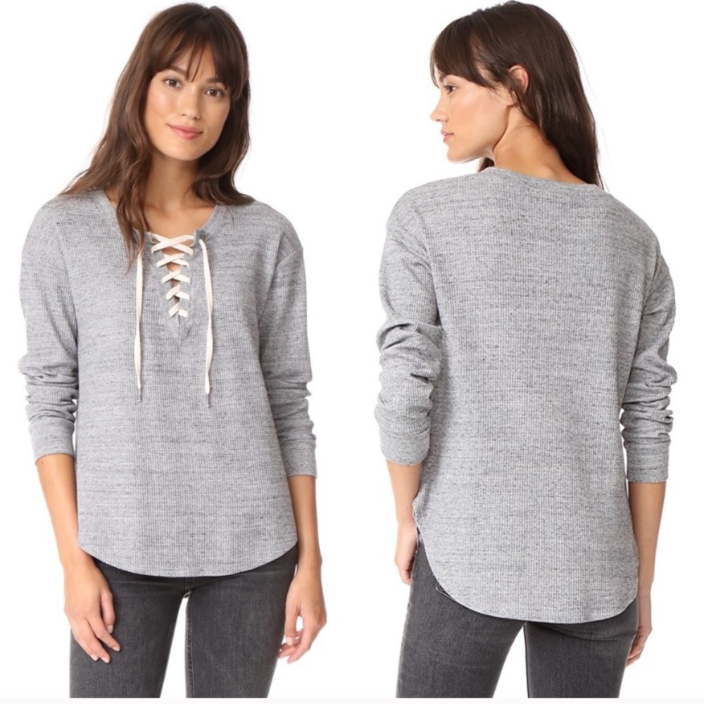 Splendid Grey Thermal Long Sleeve Top